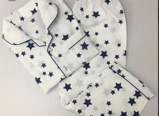 Starry Night Summer Cotton Pajama Set - Women's 2 Piece Nightwear